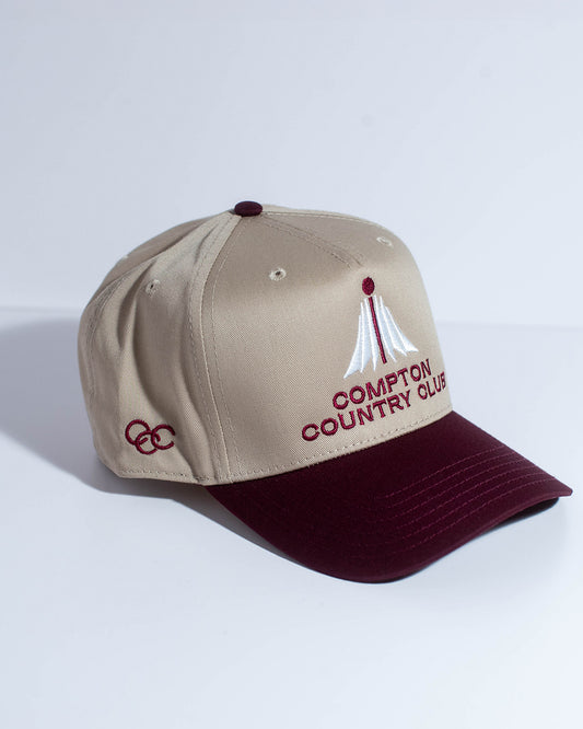 Compton Country Club: Tan & Burgundy Snapback