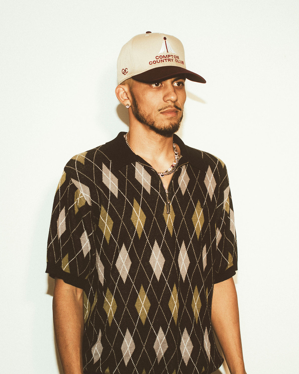 Compton Country Club: Tan & Burgundy Snapback